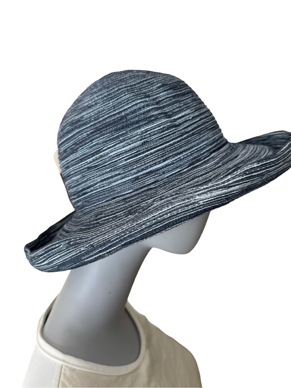 Wallaroo Sydney Wide-Brim Woven Denim Blue Sun Hat - Picture 6 of 10